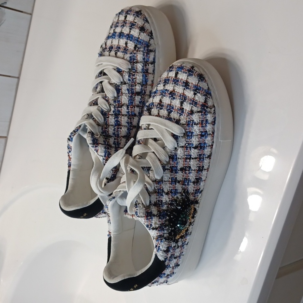 NEW Kurt Geiger NWOB London Laney Eye Houndstooth Plaid Sneakers Women EU 39